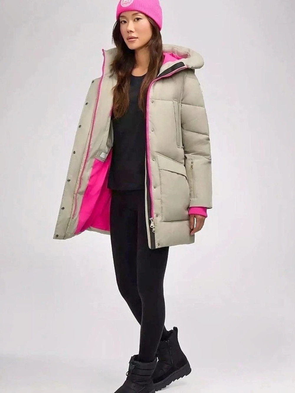 PAJAR Heirani Midi-Length Quilted Puffer Parka with Oversized Hood Puffer Parka